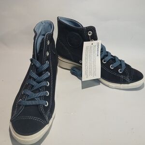 Womens Convers Hi Ness Navy Suede Wedge Sneakers